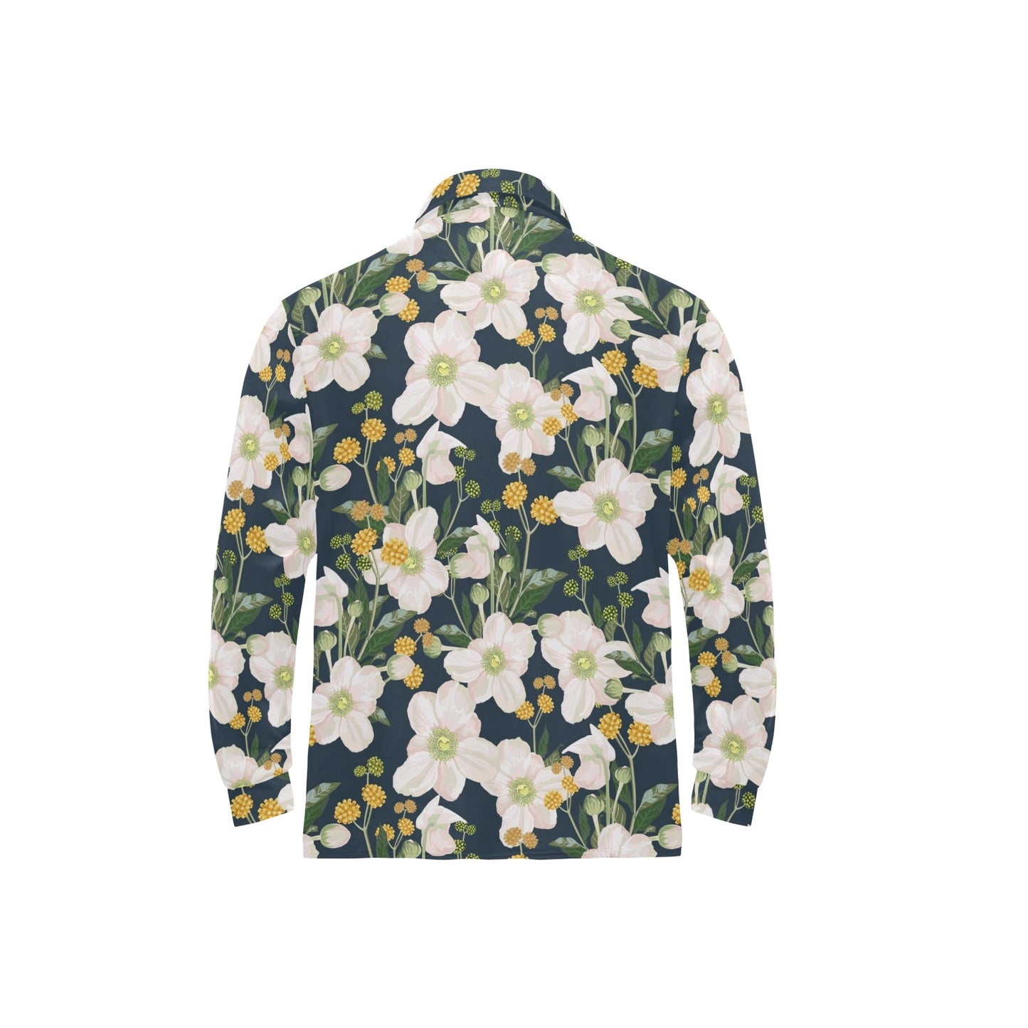 Anemone Pattern Print Design AM04 Long Sleeve Polo Shirt For Men's