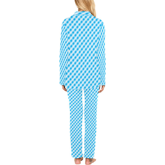 Gingham Print Design LKS401 Women's Long Pajama Set