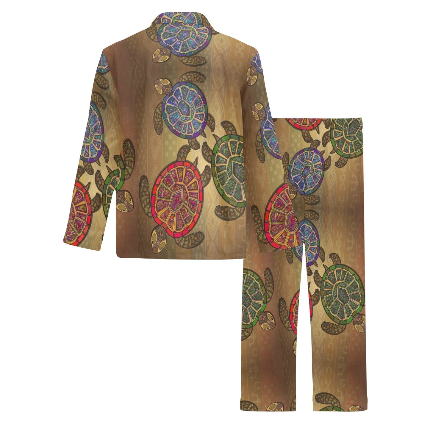 Sea Turtle Tribal Colorful Men's Long Pajama Set