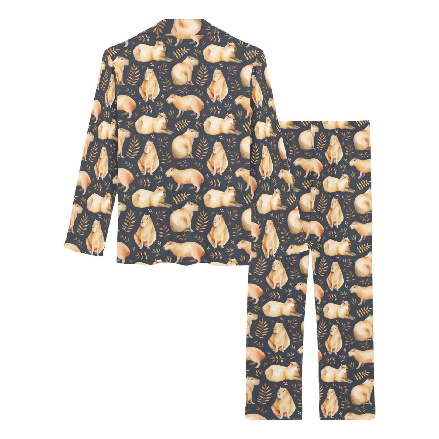 Capybara Pattern Print Design 02 Women's Long Pajama Set