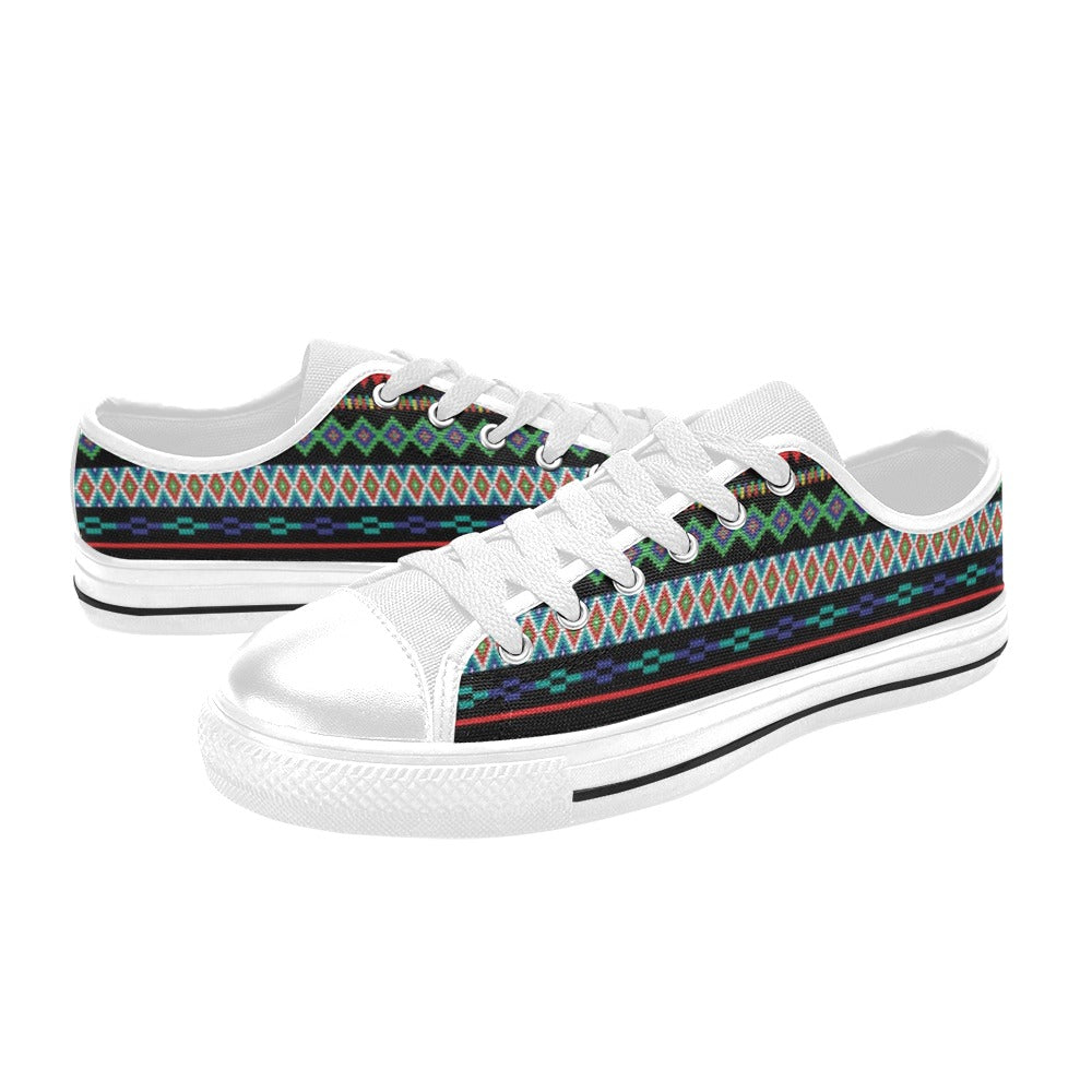 Southwest Pattern Print Design LKS302 Women's White Low Top Shoes