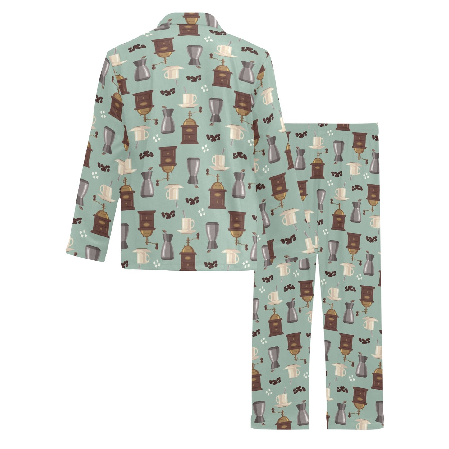 Coffee Pattern Print Design 04 Men's Long Pajama Set