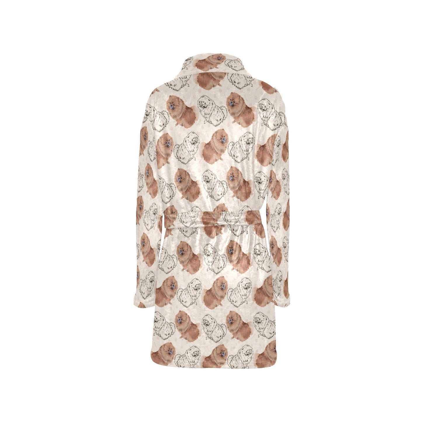 Pomeranians Pattern Print Design A01 Women's Fleece Robe