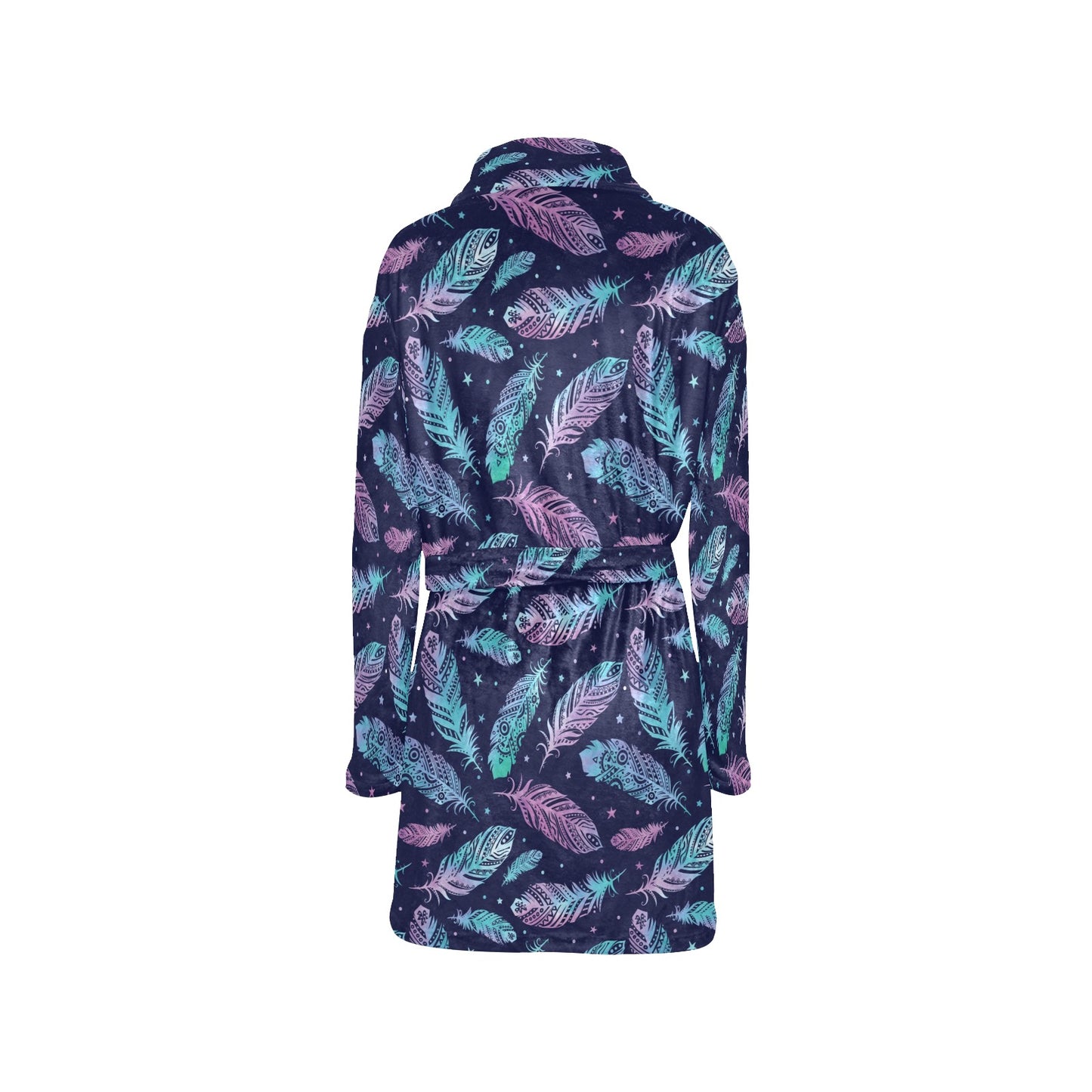 Feather Aztec Design Print Women's Fleece Robe