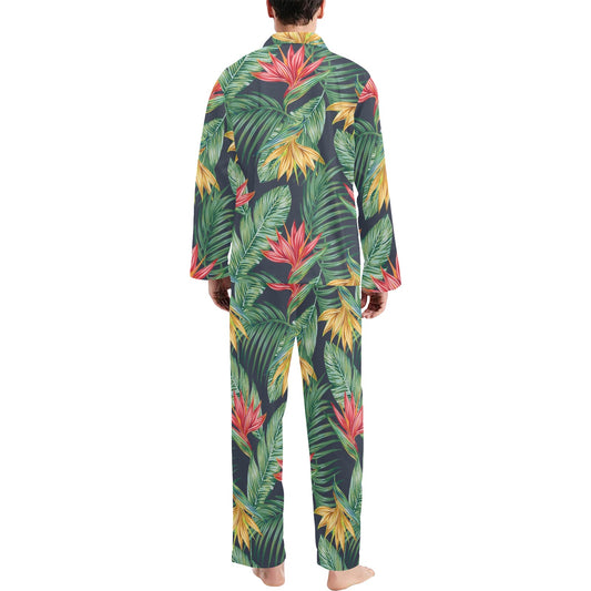 Bird Of Paradise Pattern Print Design BOP09 Men's Long Pajama Set
