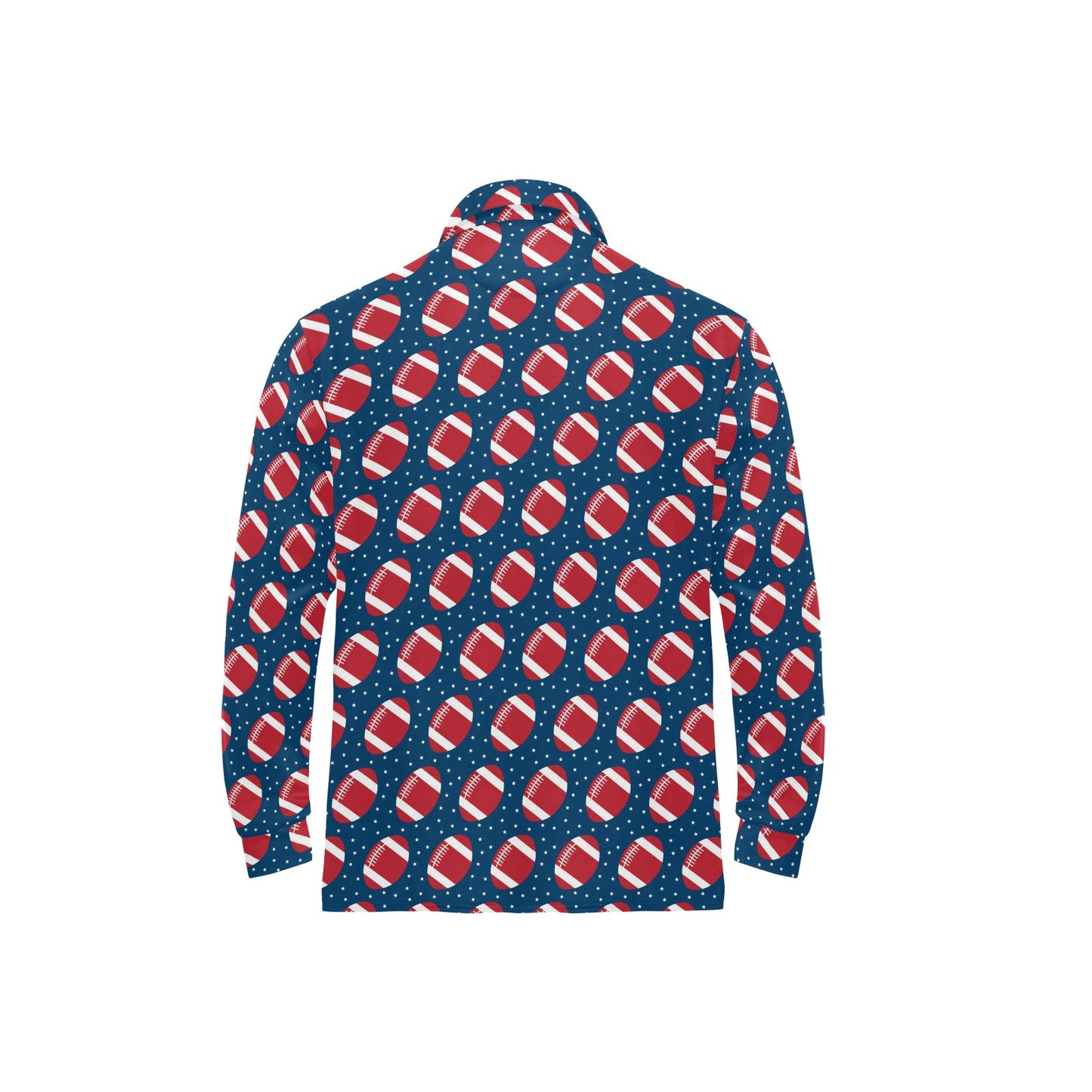 American Football Star Design Pattern Long Sleeve Polo Shirt For Men's