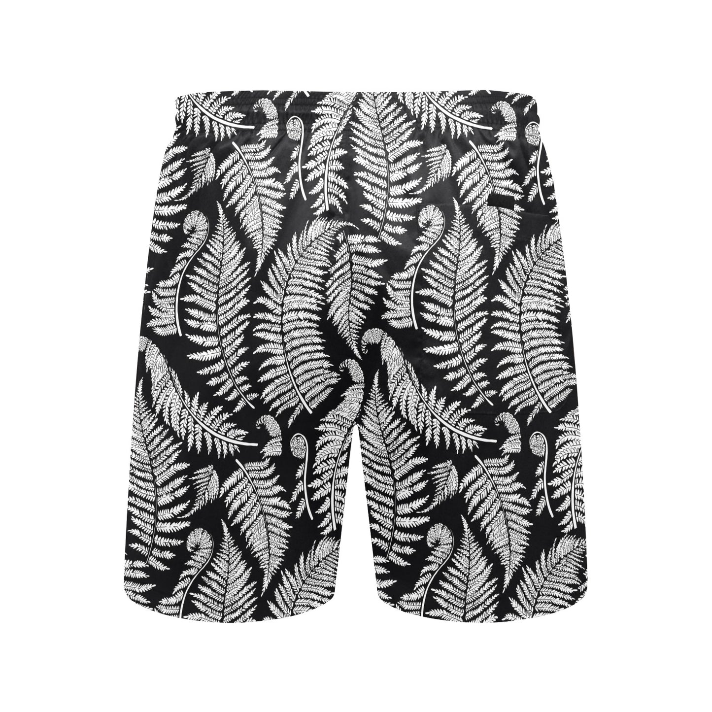 Fern Leave Black White Print Pattern Men's Swim Trunks Beach Shorts
