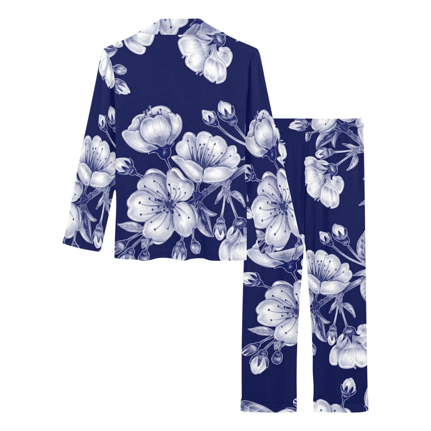 Cherry Blossom Pattern Print Design CB01 Women's Long Pajama Set