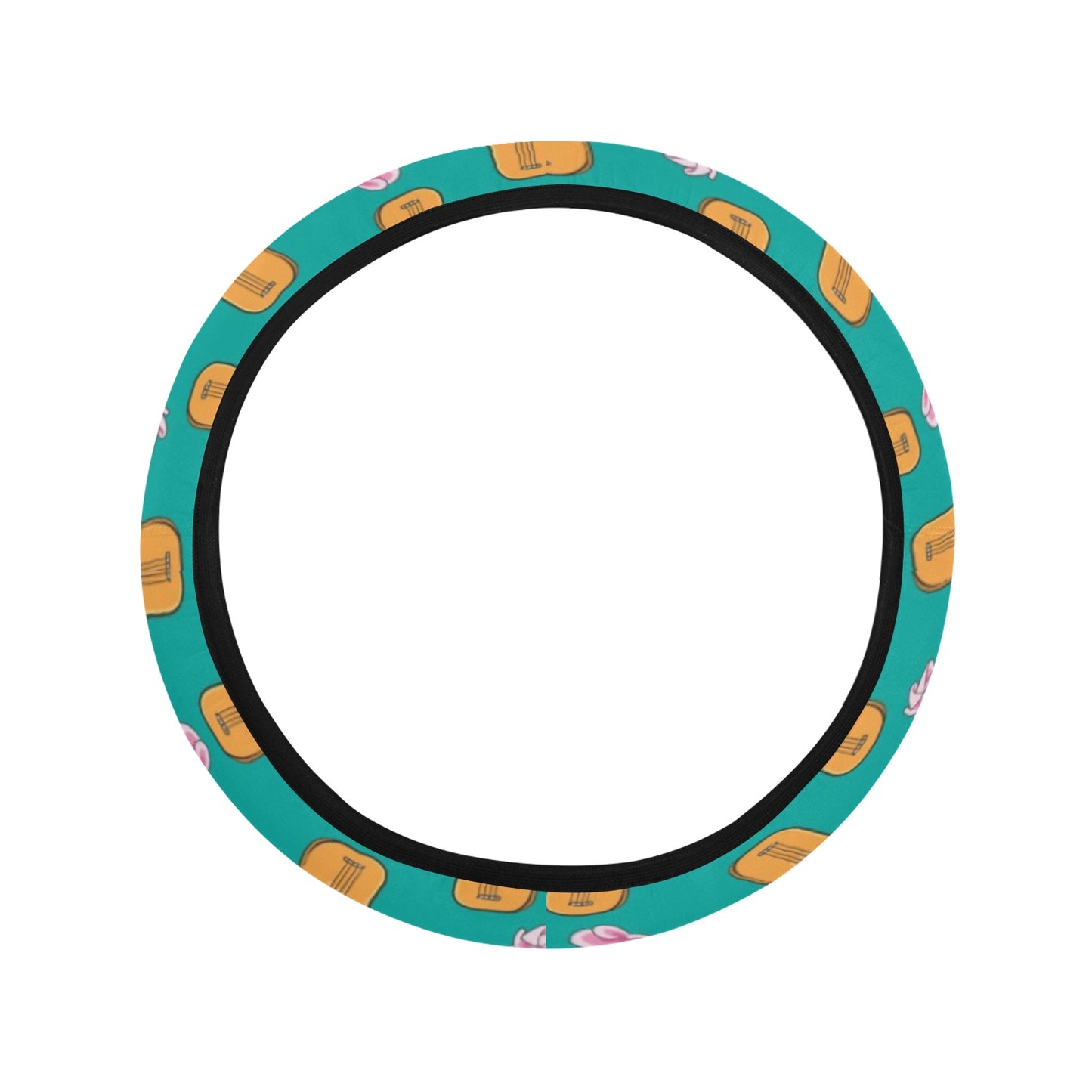 Ukulele Print Design LKS403 Steering Wheel Cover with Elastic Edge