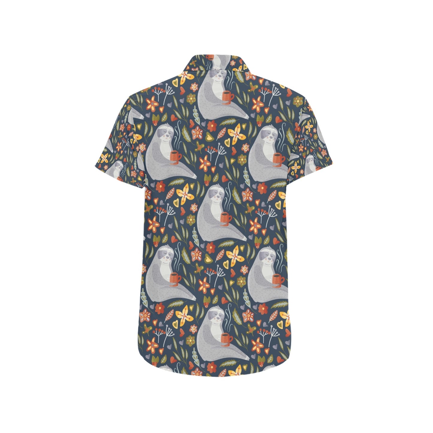 Sloth Print Design LKS303 Men Short Sleeve Button Up Shirt