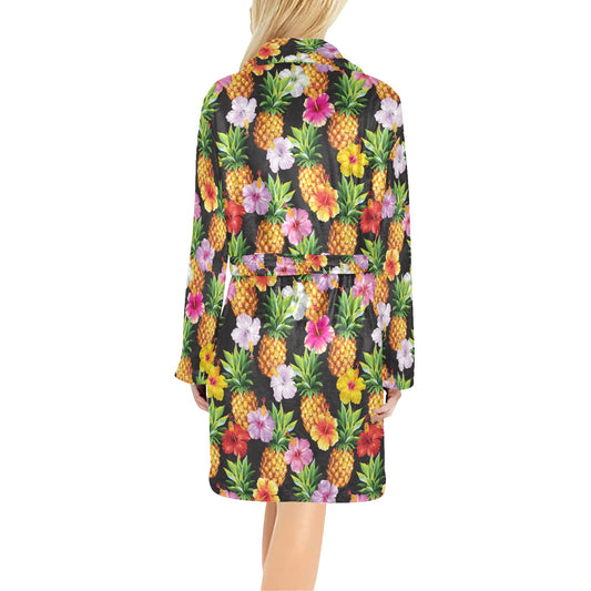 Pineapple Hibiscus Women's Fleece Robe
