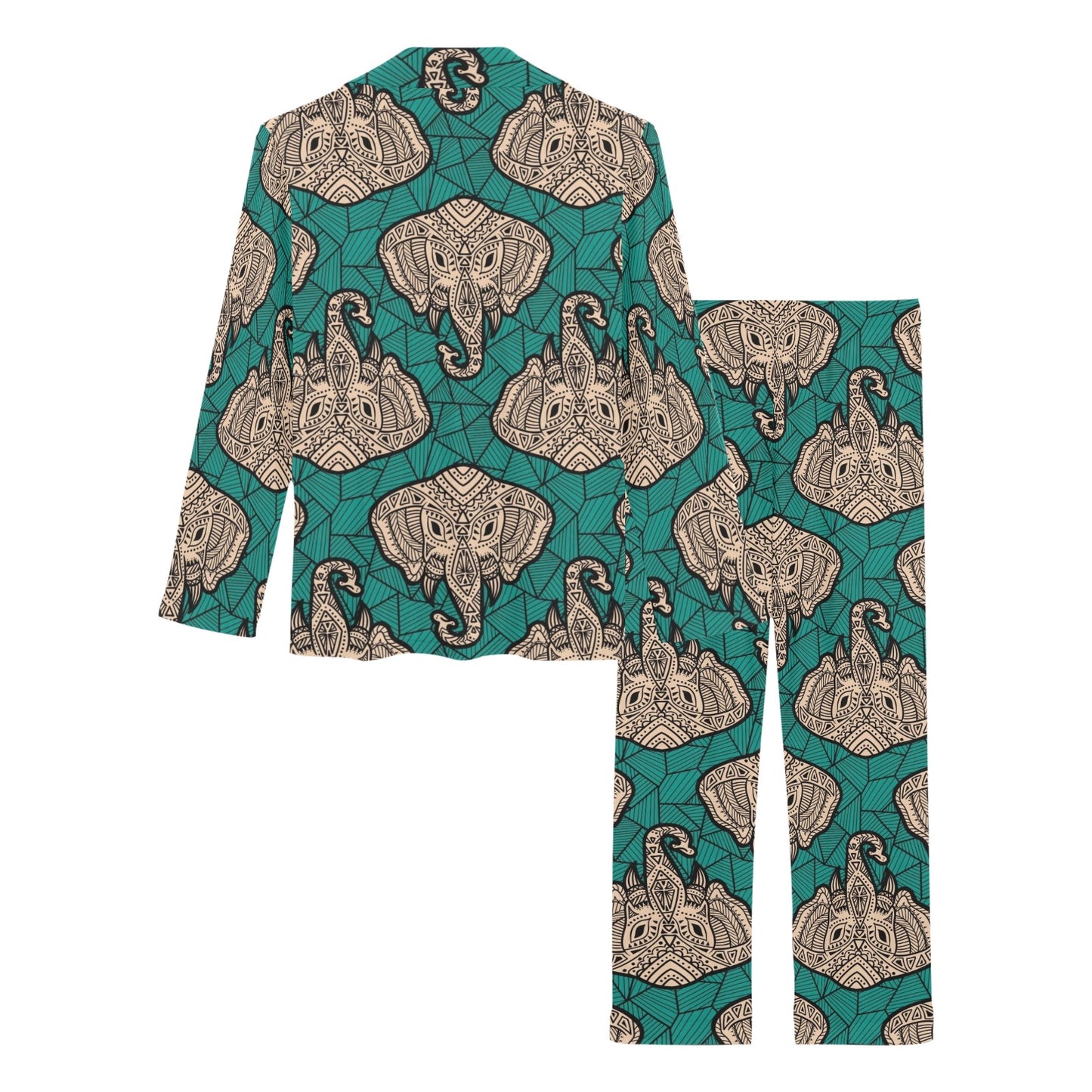 Boho Head Elephant Women's Long Pajama Set