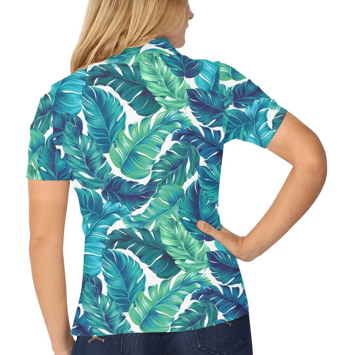 Brightness Tropical Palm Leaves Women's Polo Shirt