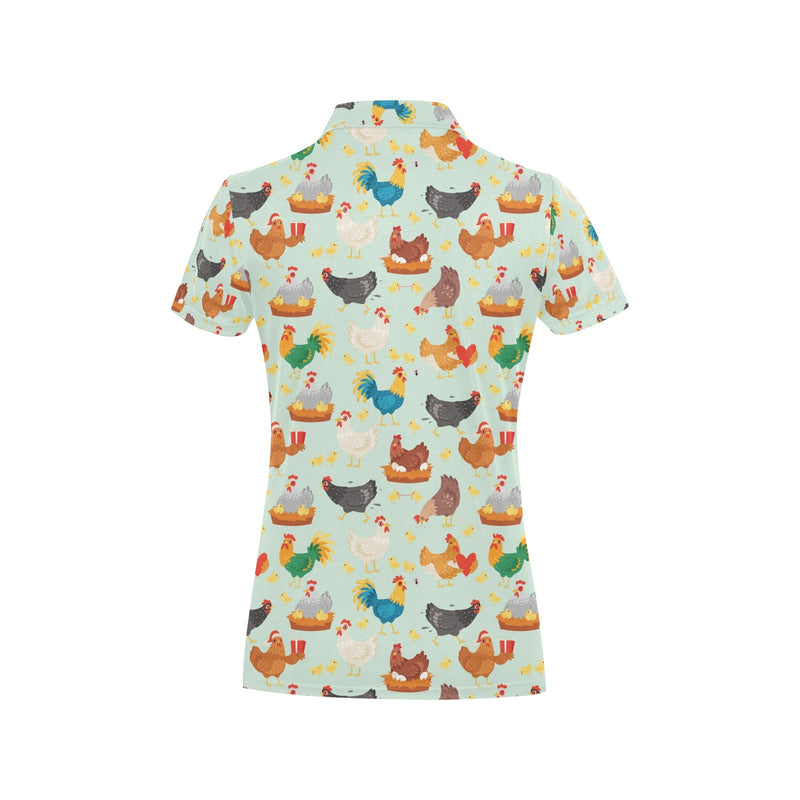Chicken Pattern Print Design 07 Women's Polo Shirt