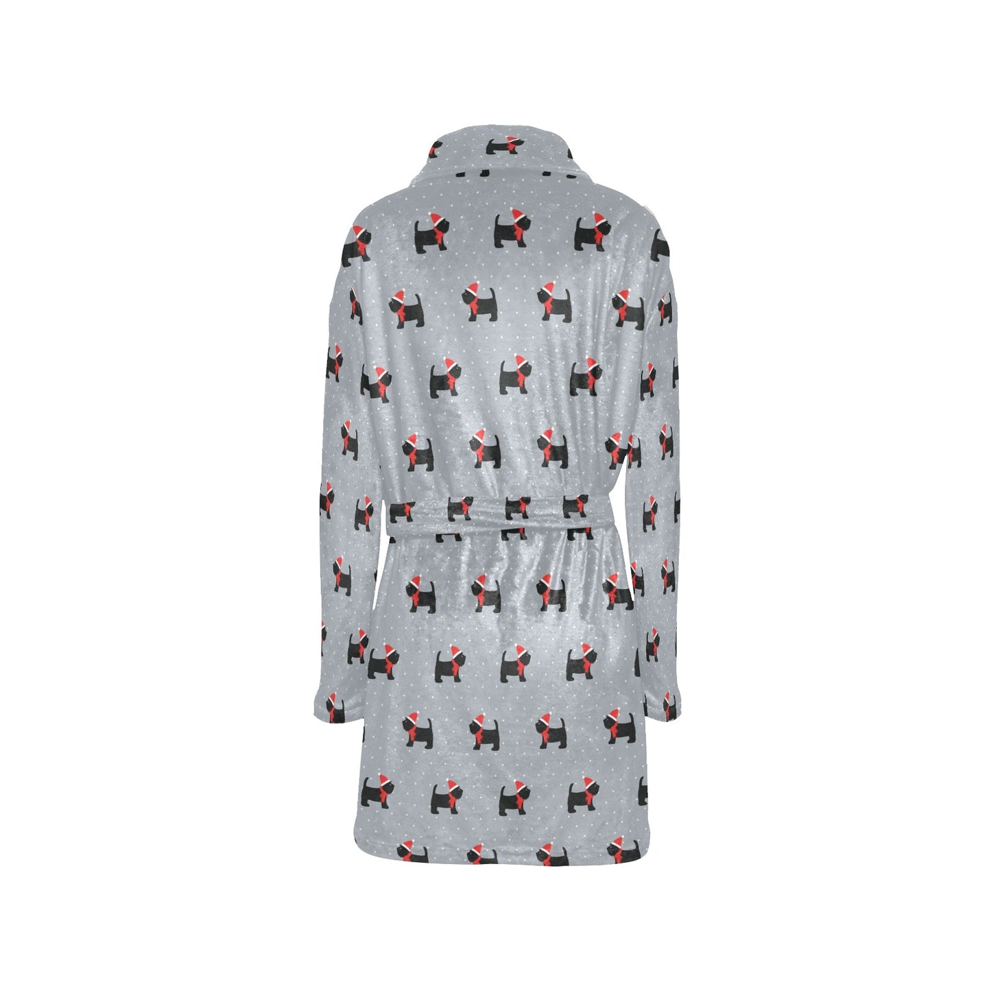 Scottish Christmas Themed Terriers Print Design LKS3018 Women's Fleece Robe