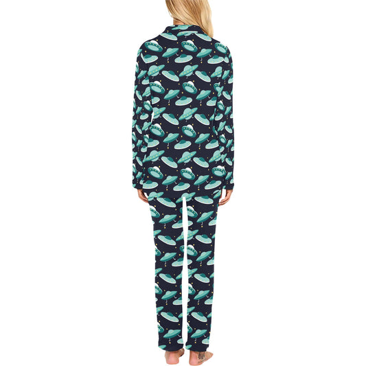 UFO Print Design LKS304 Women's Long Pajama Set