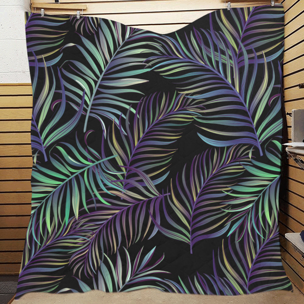 Tropical Palm Leaves Pattern Brightness Premium Quilt