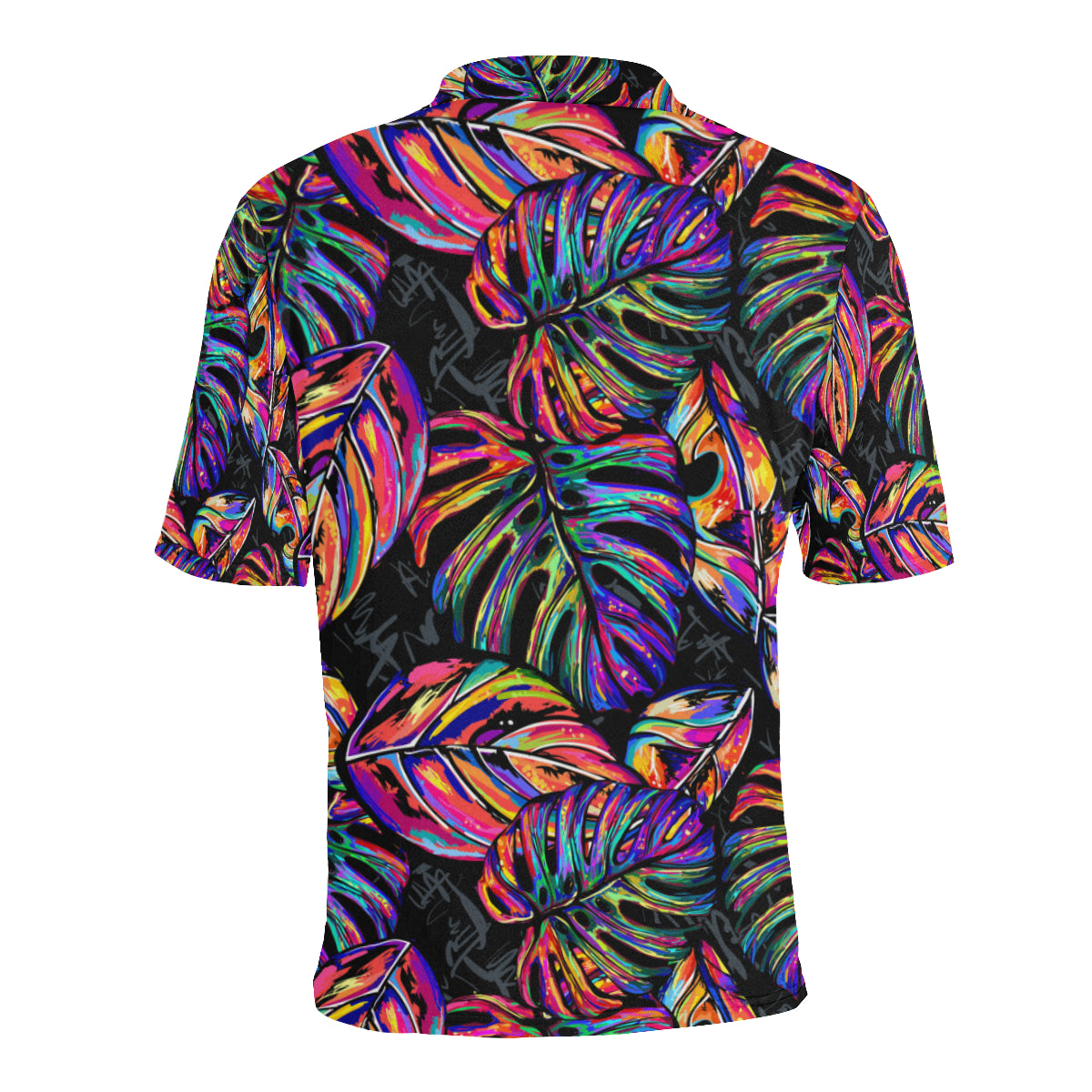 Neon Color Tropical Palm Leaves Men Polo Shirt