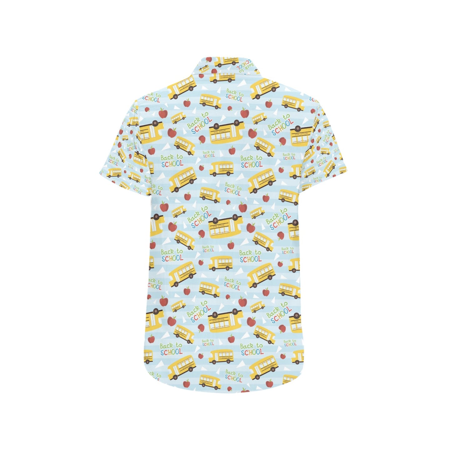 School Bus Back To School Print Design LKS303 Men Short Sleeve Button Up Shirt
