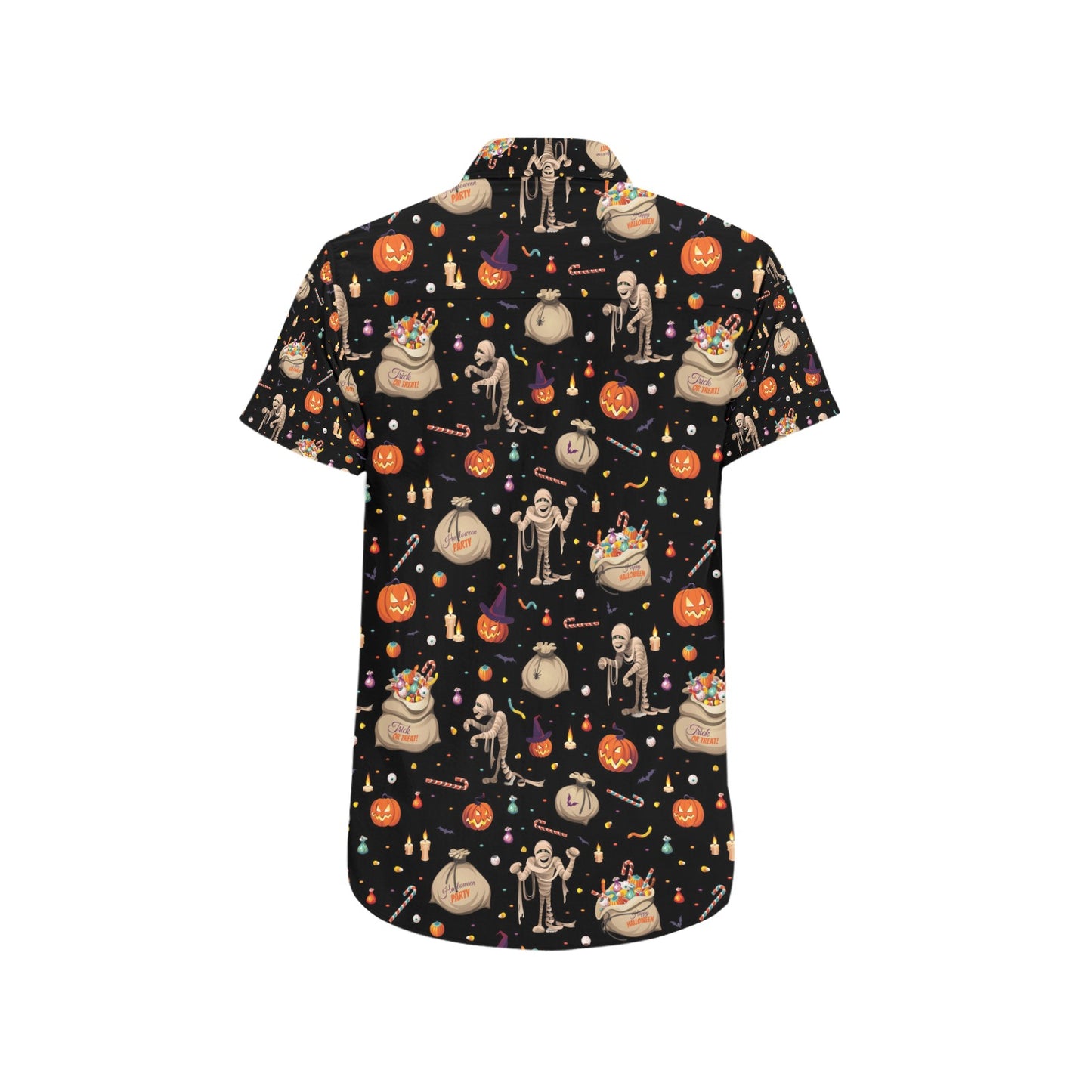 Mummy Halloween Print Design LKS303 Men Short Sleeve Button Up Shirt