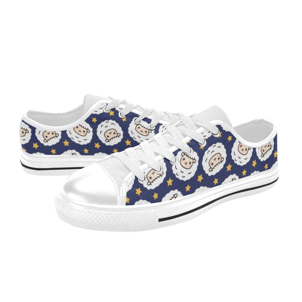 Sheep Print Design LKS402 Women's White Low Top Shoes