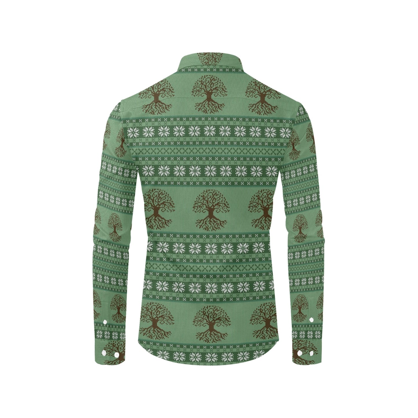 Tree Of Life Knit Style Print Design LKS301 Men's Long Sleeve Dress Shirt