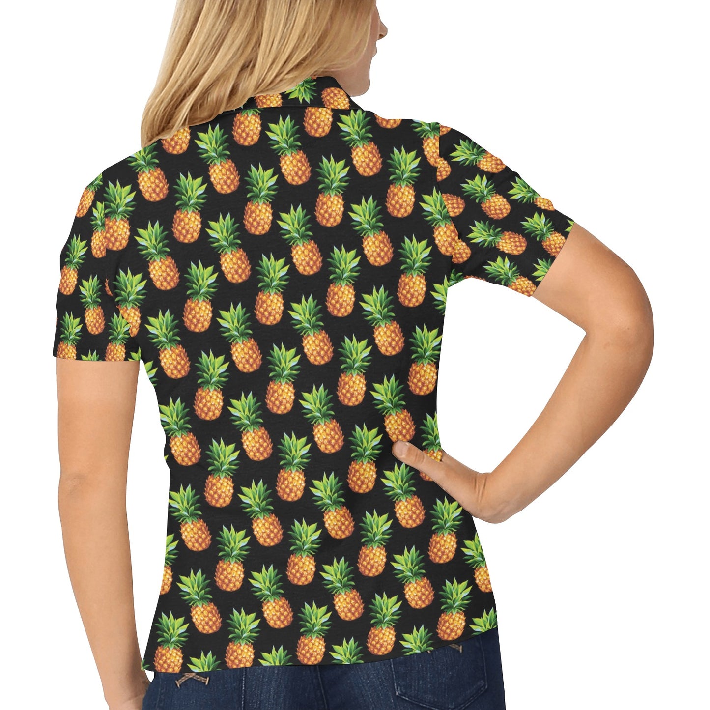 Pineapple Cute Print Design Pattern Women's Polo Shirt