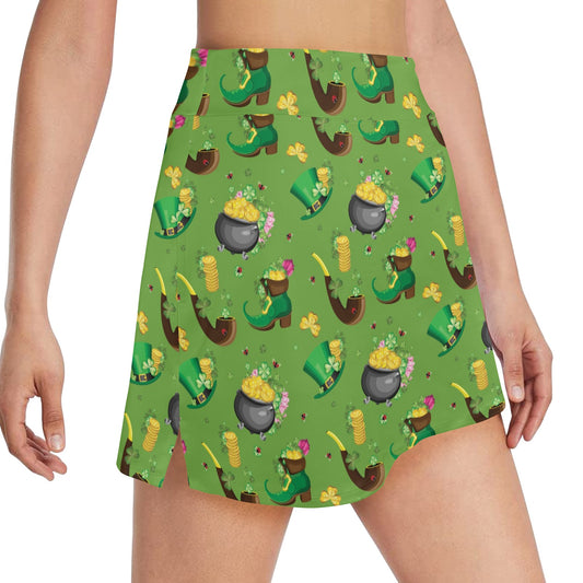 Shamrock Saint Patrick's Day Print Design LKS306 17" Golf & Pickleball Skort with Pockets