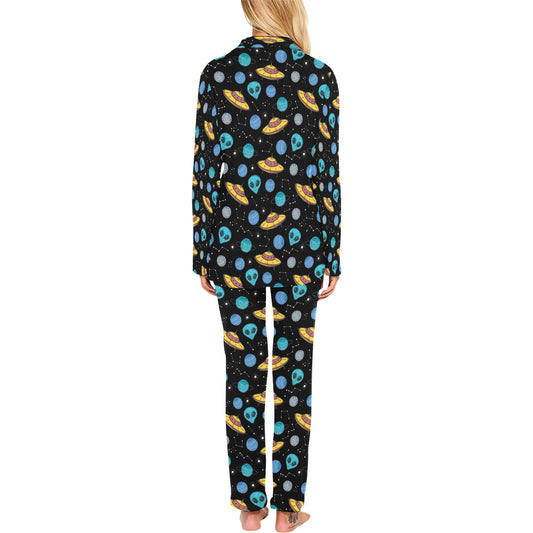 UFO Alien Print Design LKS306 Women's Long Pajama Set