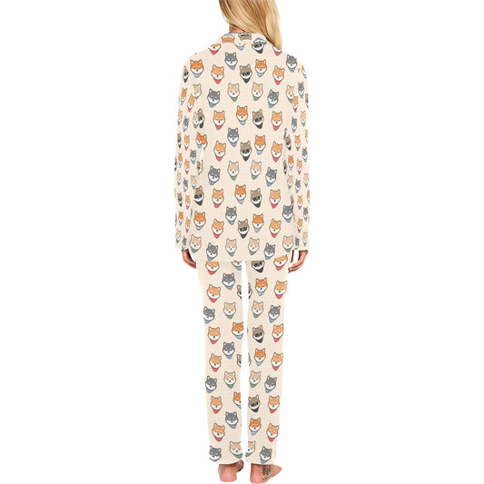 Shiba Inu Print Design LKS3010 Women's Long Pajama Set