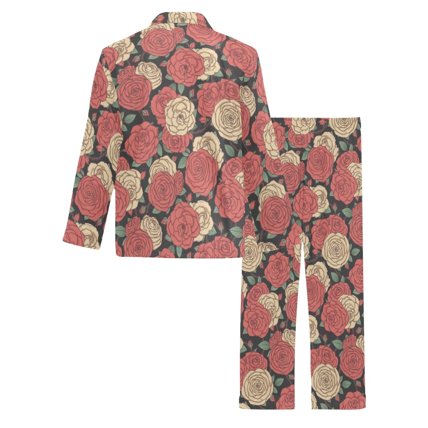 Camellia Pattern Print Design CM01 Men's Long Pajama Set