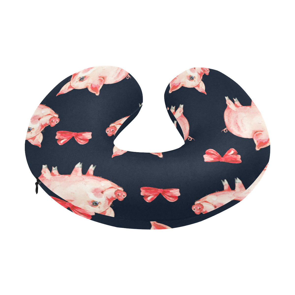 Pig Cute Pattern Print Design 02 U-Shaped Travel Neck Pillow