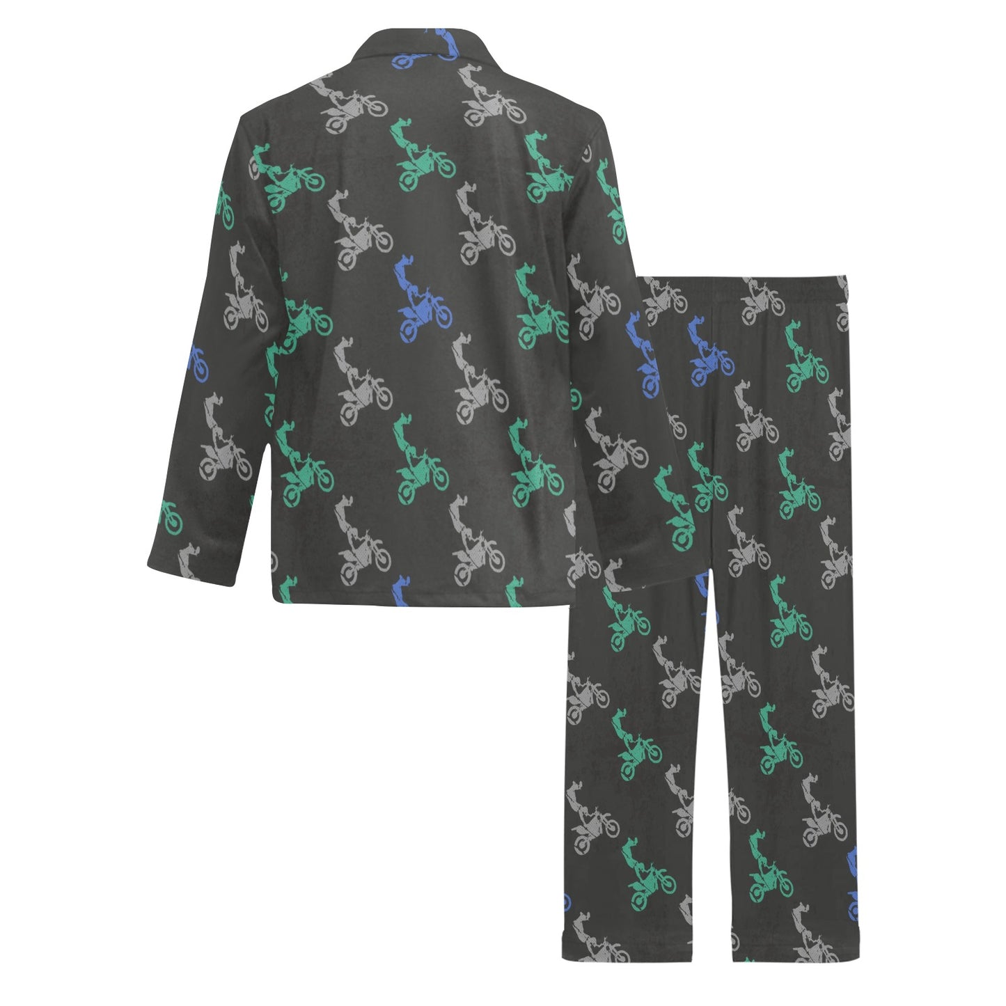 Motocross Pattern Print Design 02 Men's Long Pajama Set