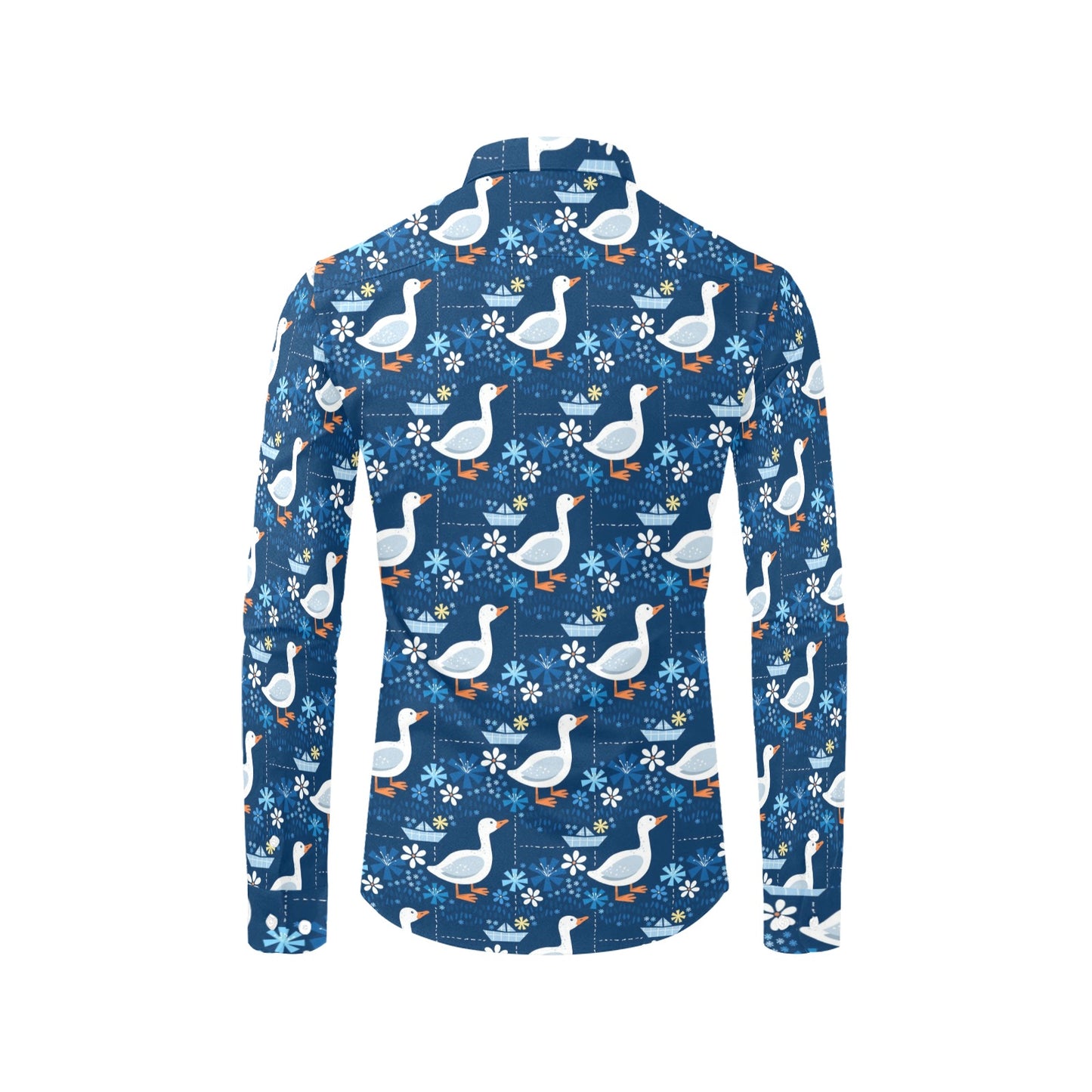 Goose Print Design LKS405 Men's Long Sleeve Dress Shirt