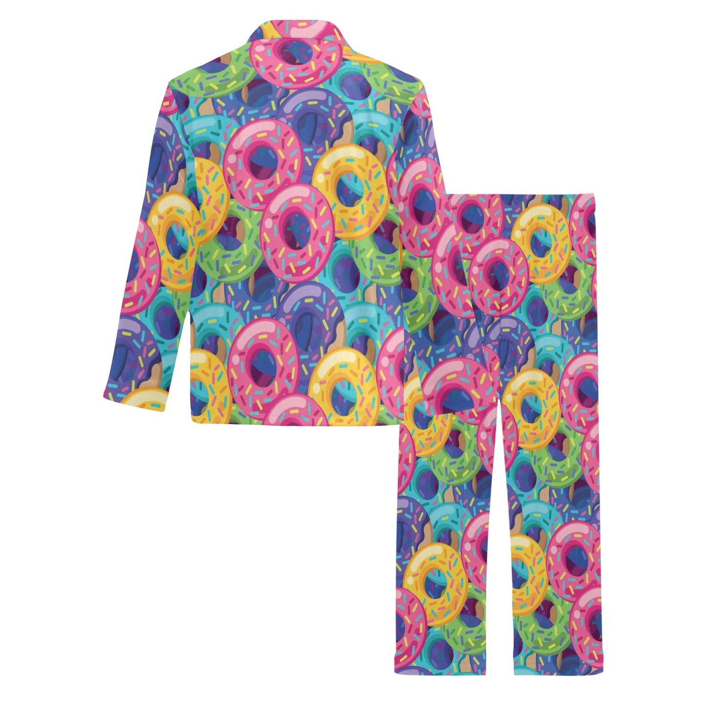 Donut Pattern Print Design DN010 Men's Long Pajama Set