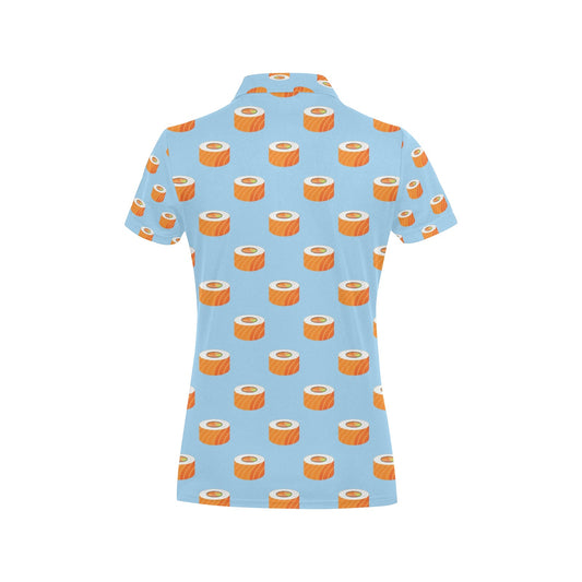 Salmon Sushi Print Design LKS307 Women's Polo Shirt