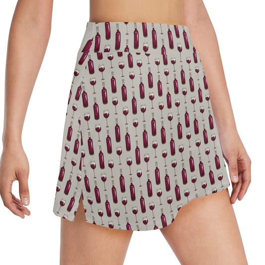 Wine Bottle Pattern Print 17" Golf & Pickleball Skort with Pockets