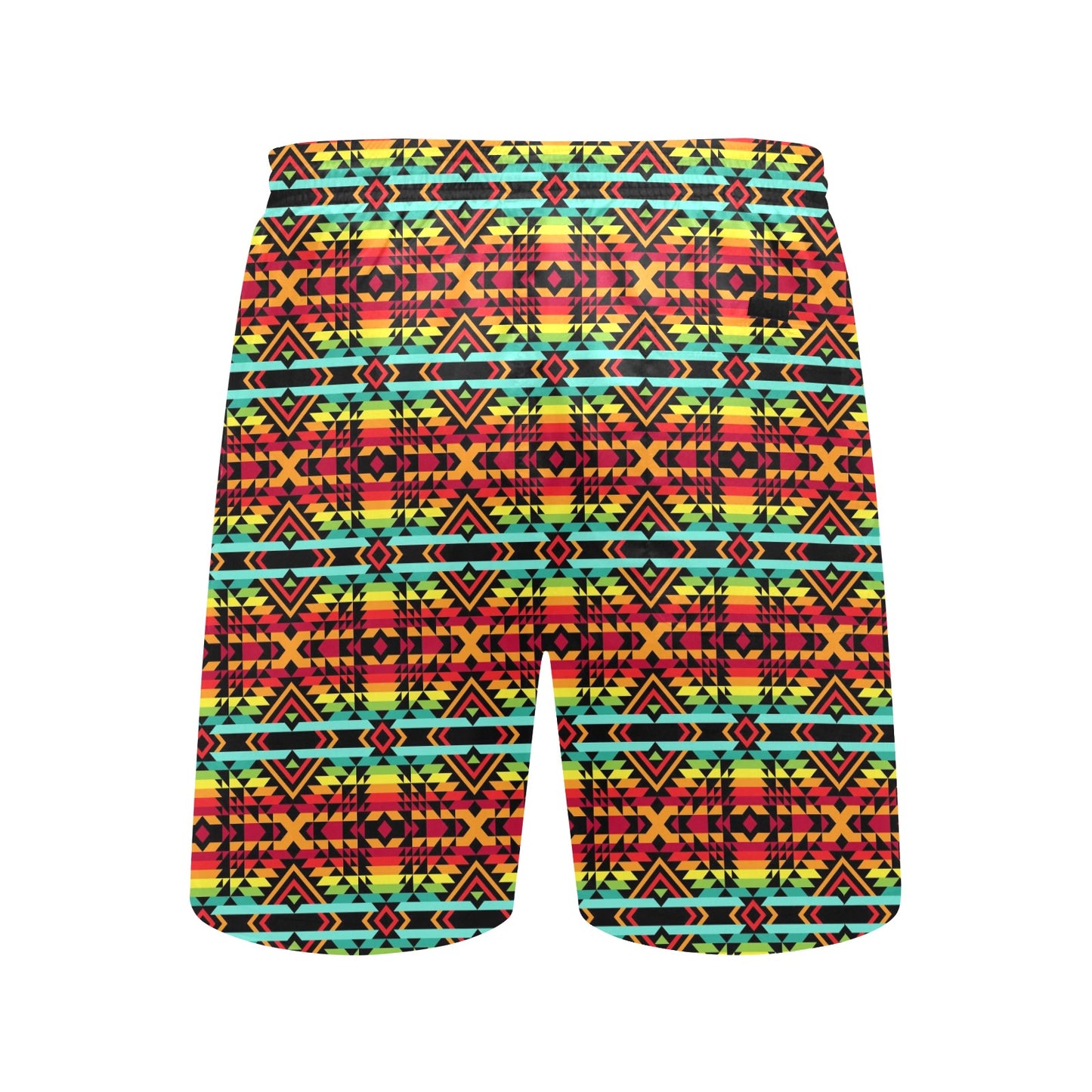 Kente Red Design African Print Men's Swim Trunks Beach Shorts