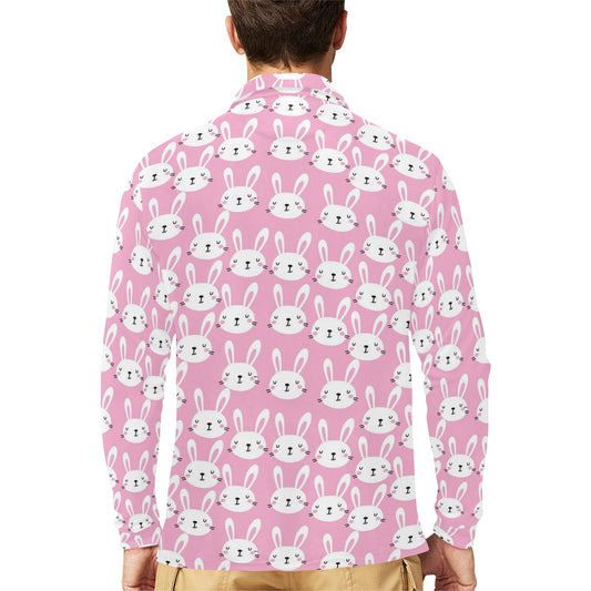Rabbit Print Design LKS401 Long Sleeve Polo Shirt For Men's