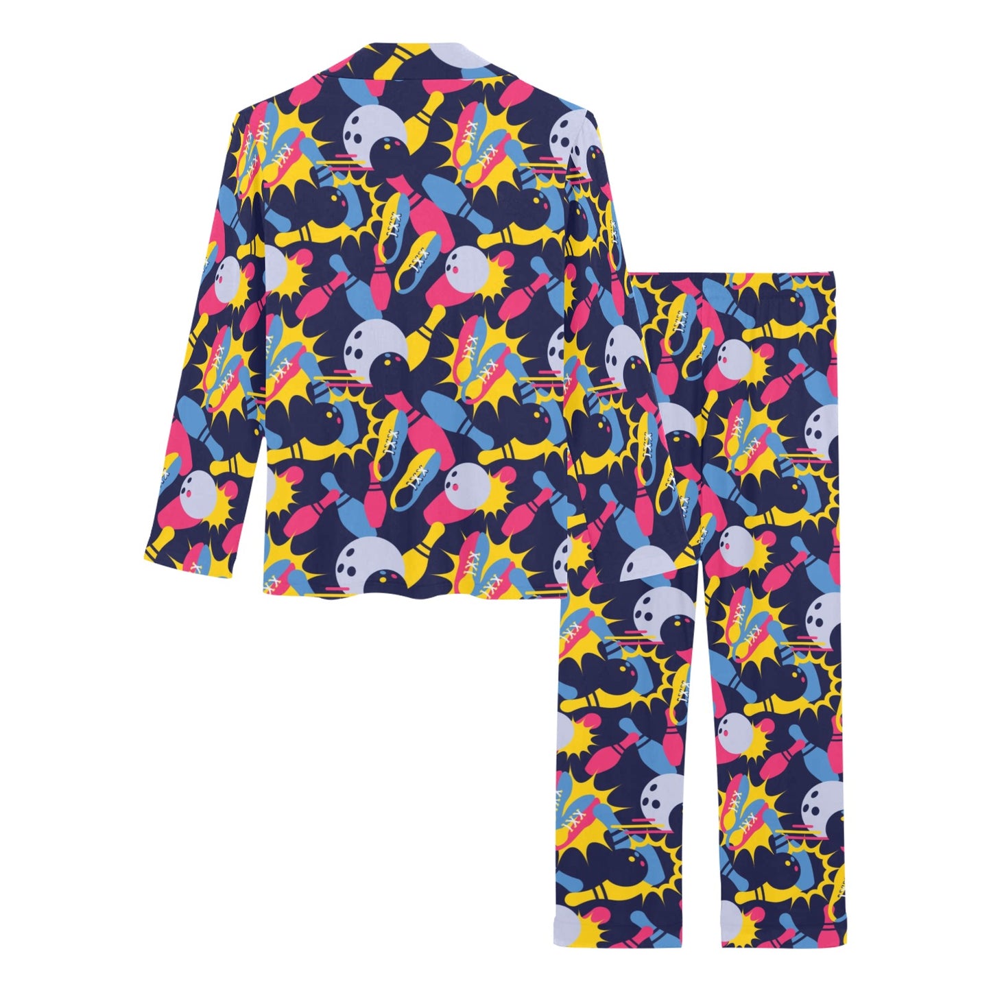 Bowling Pattern Print Design 02 Women's Long Pajama Set