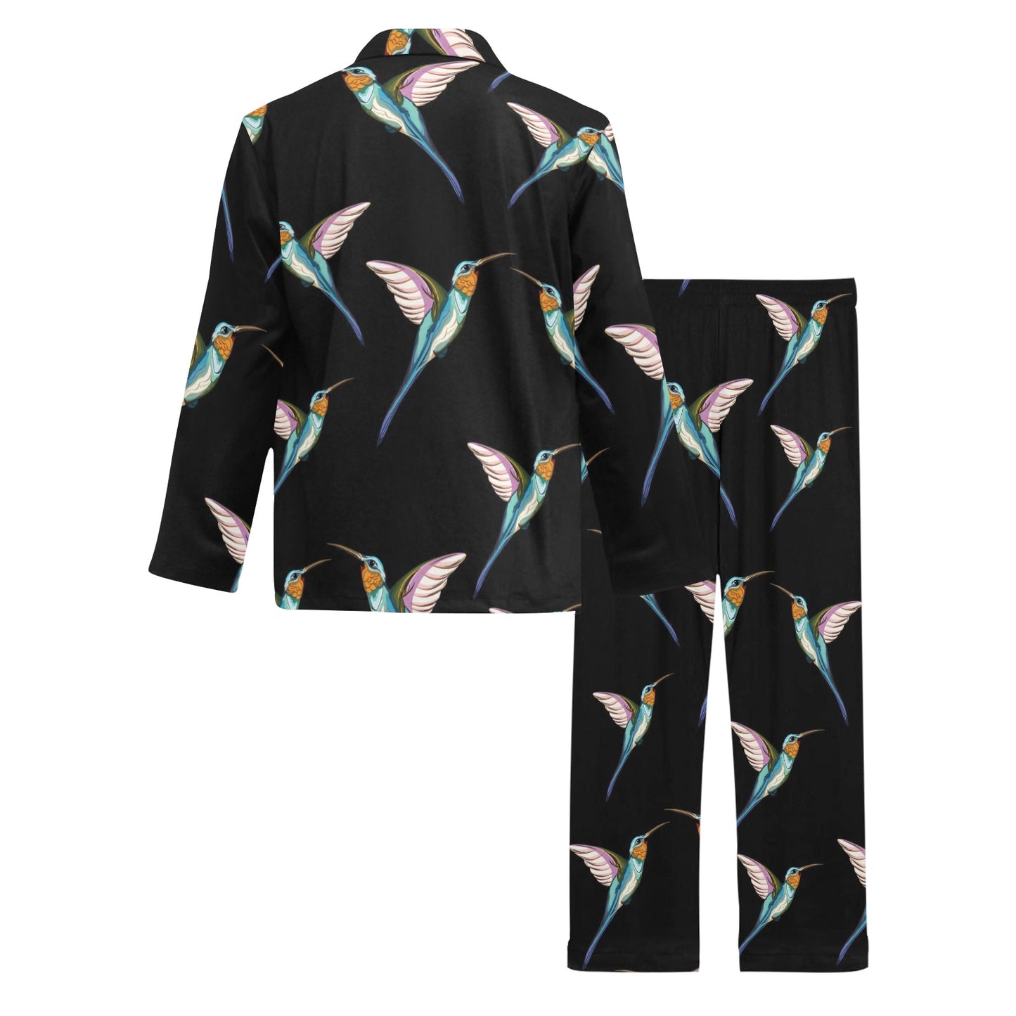 Hummingbird Pattern Print Design 06 Men's Long Pajama Set