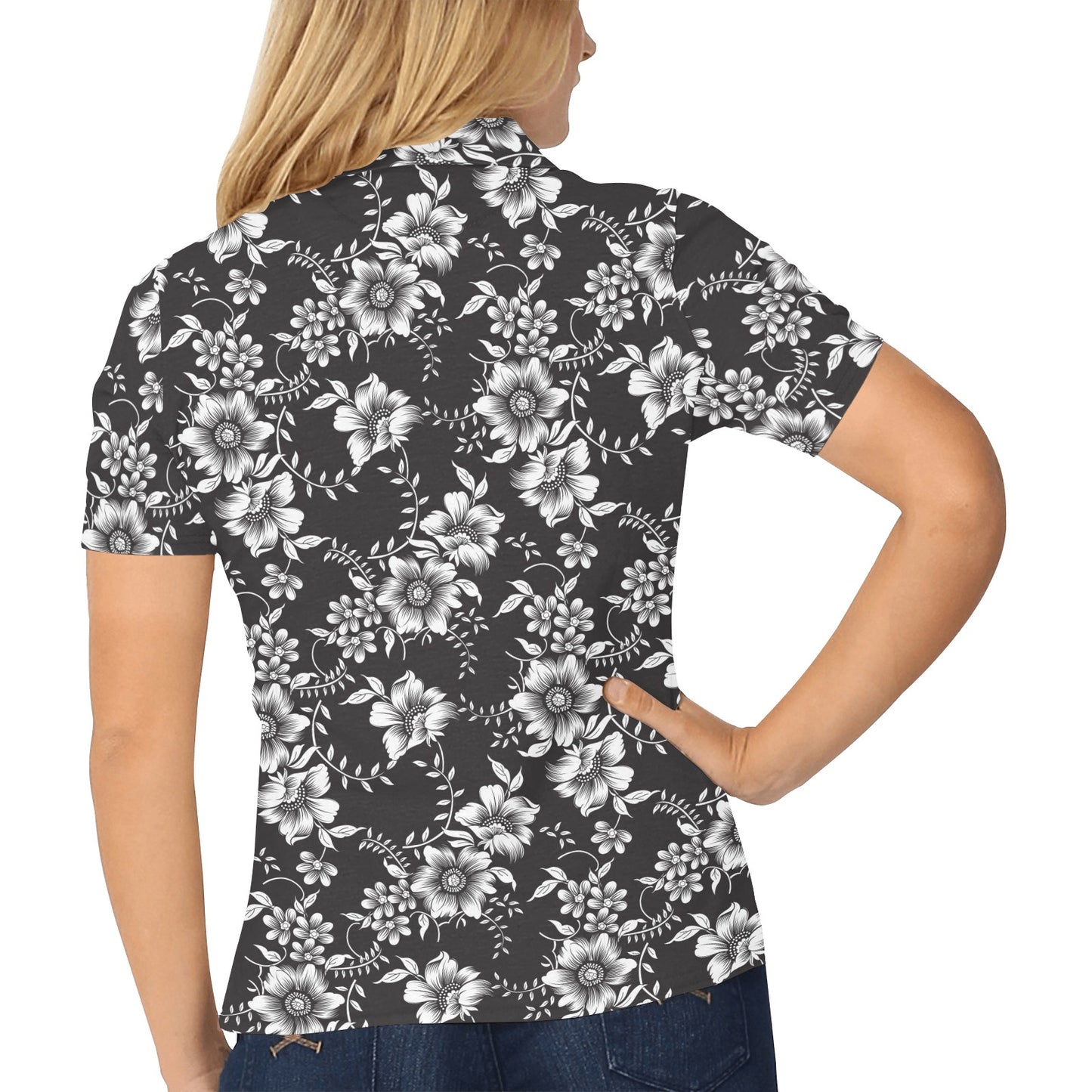 Gerberas Pattern Print Design GB02 Women's Polo Shirt