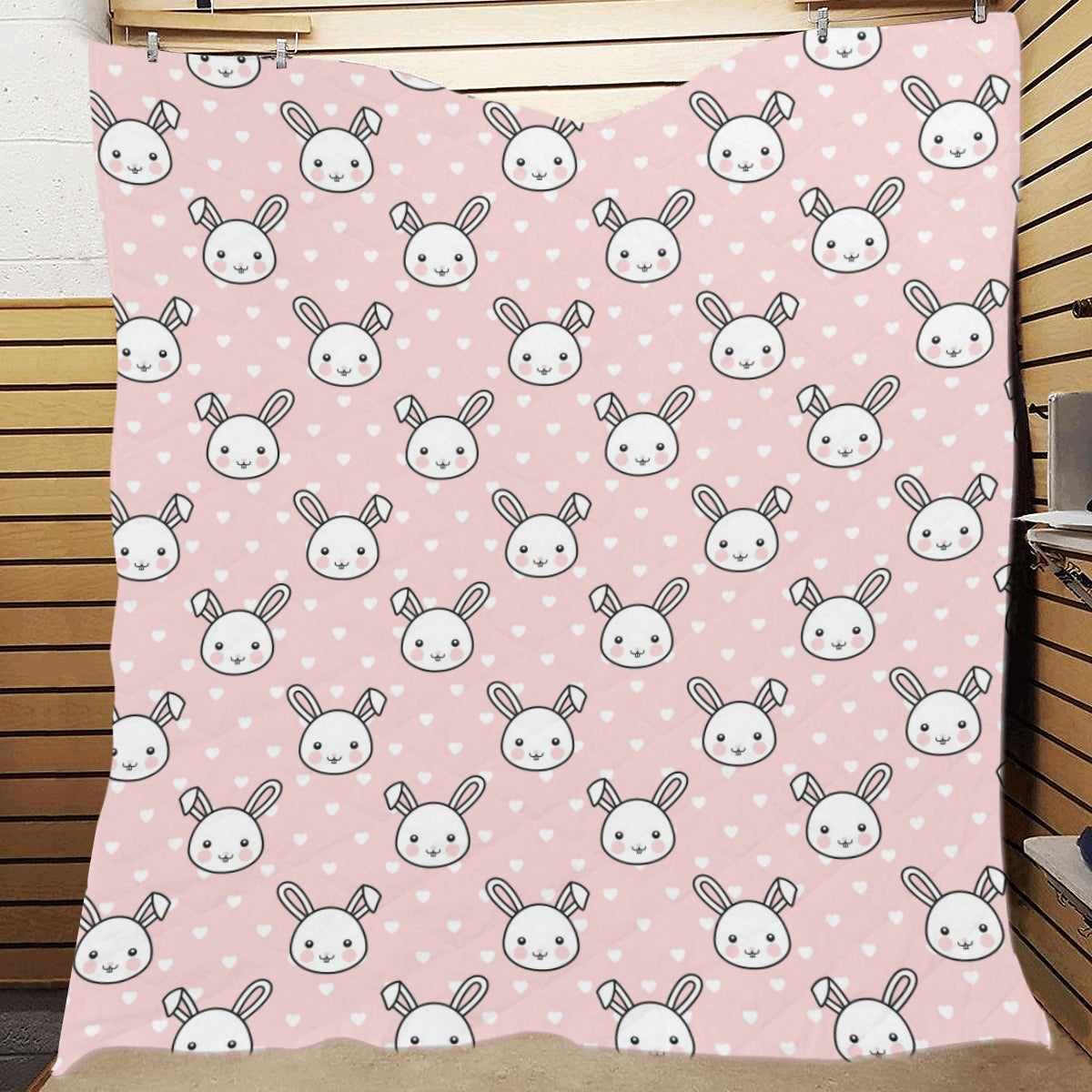 Rabbit Pattern Print Design RB02 Premium Quilt