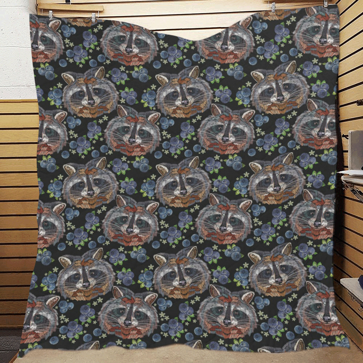 Raccoon Pattern Print Design A03 Premium Quilt