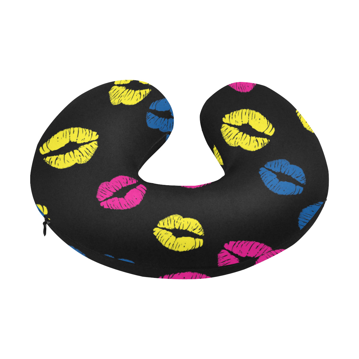 Lip Neon Color Pattern Print Design 01 U-Shaped Travel Neck Pillow