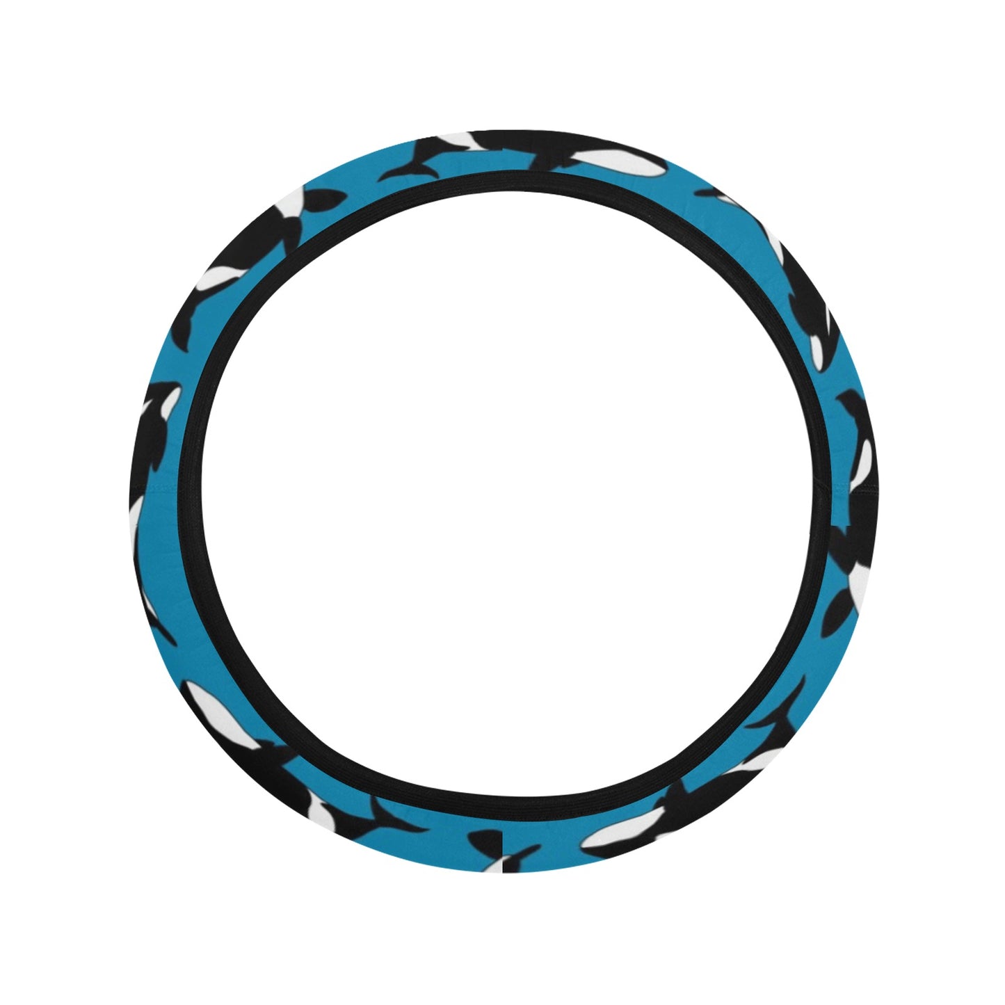 Whale Print Design LKS304 Steering Wheel Cover with Elastic Edge