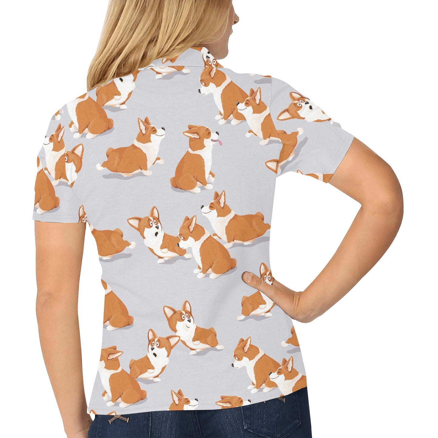 Pembroke Welsh Corgis Pattern Print Design A04 Women's Polo Shirt