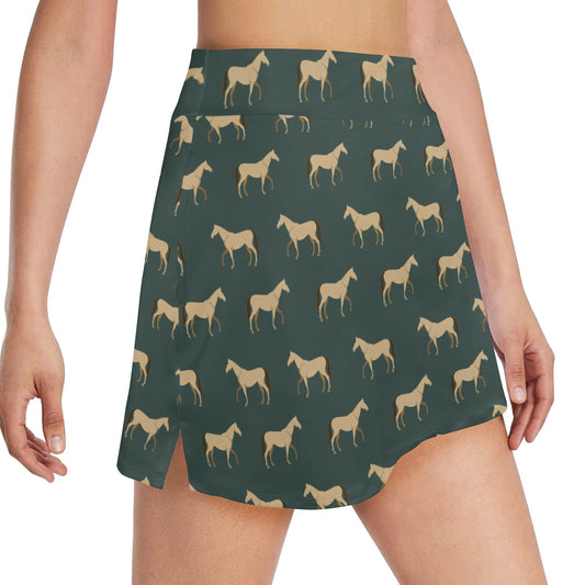 Horse Classic Themed Pattern Print 17" Golf & Pickleball Skort with Pockets