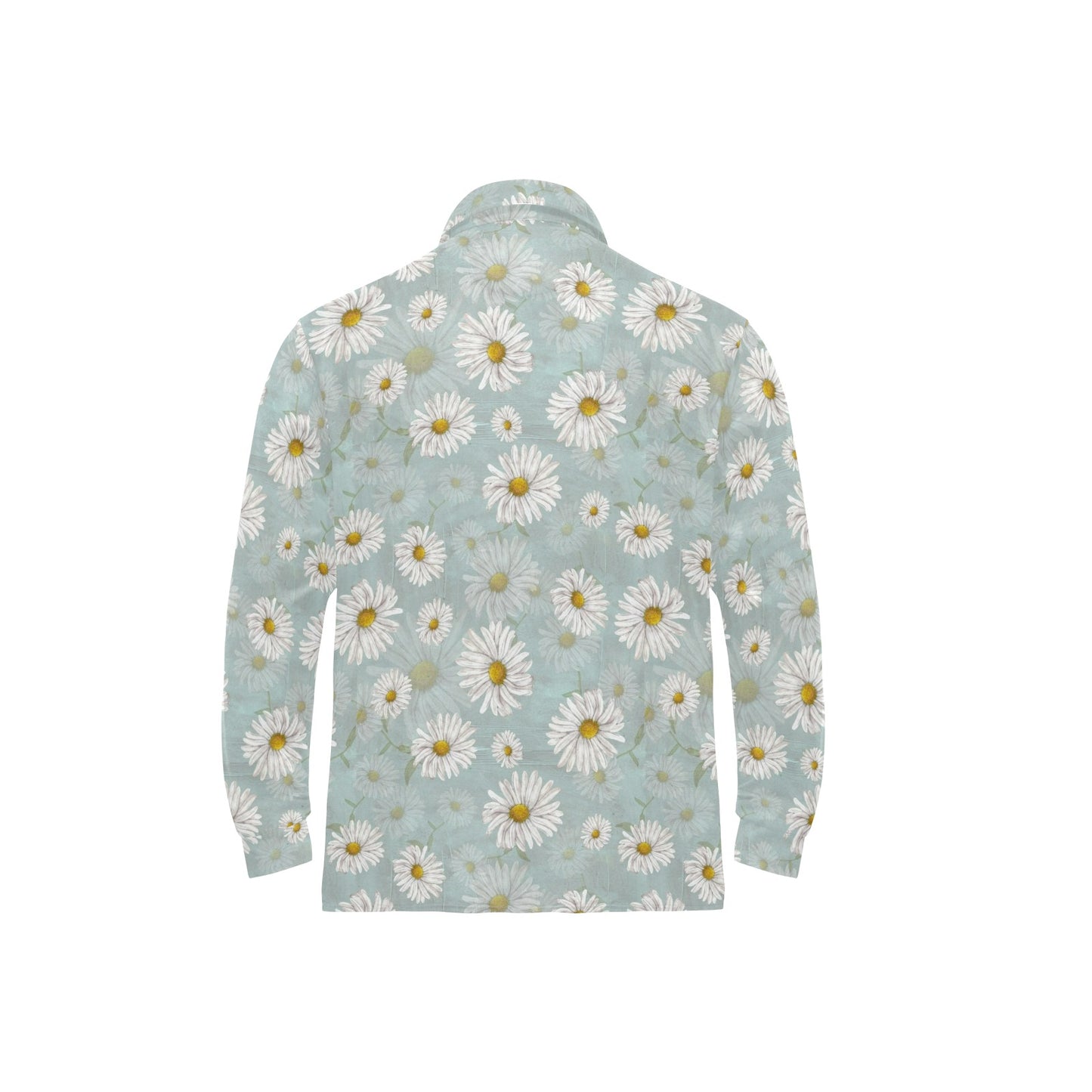 Daisy Pattern Print Design DS012 Long Sleeve Polo Shirt For Men's