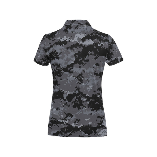 ACU Digital Black Camouflage Women's Polo Shirt